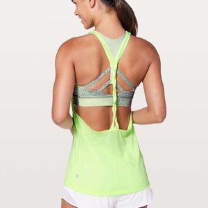 Lululemon bra top lime green neon yellow built in bra size 4